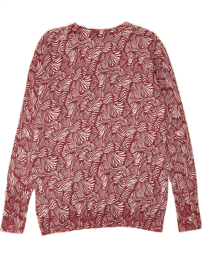 BODEN Womens Boat Neck Jumper Sweater UK 14 Medium Burgundy Animal Print Vintage Boden and Second-Hand Boden from Messina Hembry 