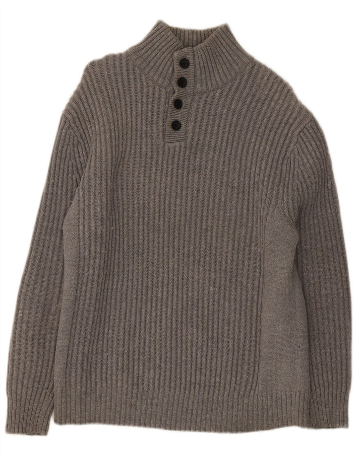 Maglione da uomo North Sails con bottoni e collo grande in cotone grigio