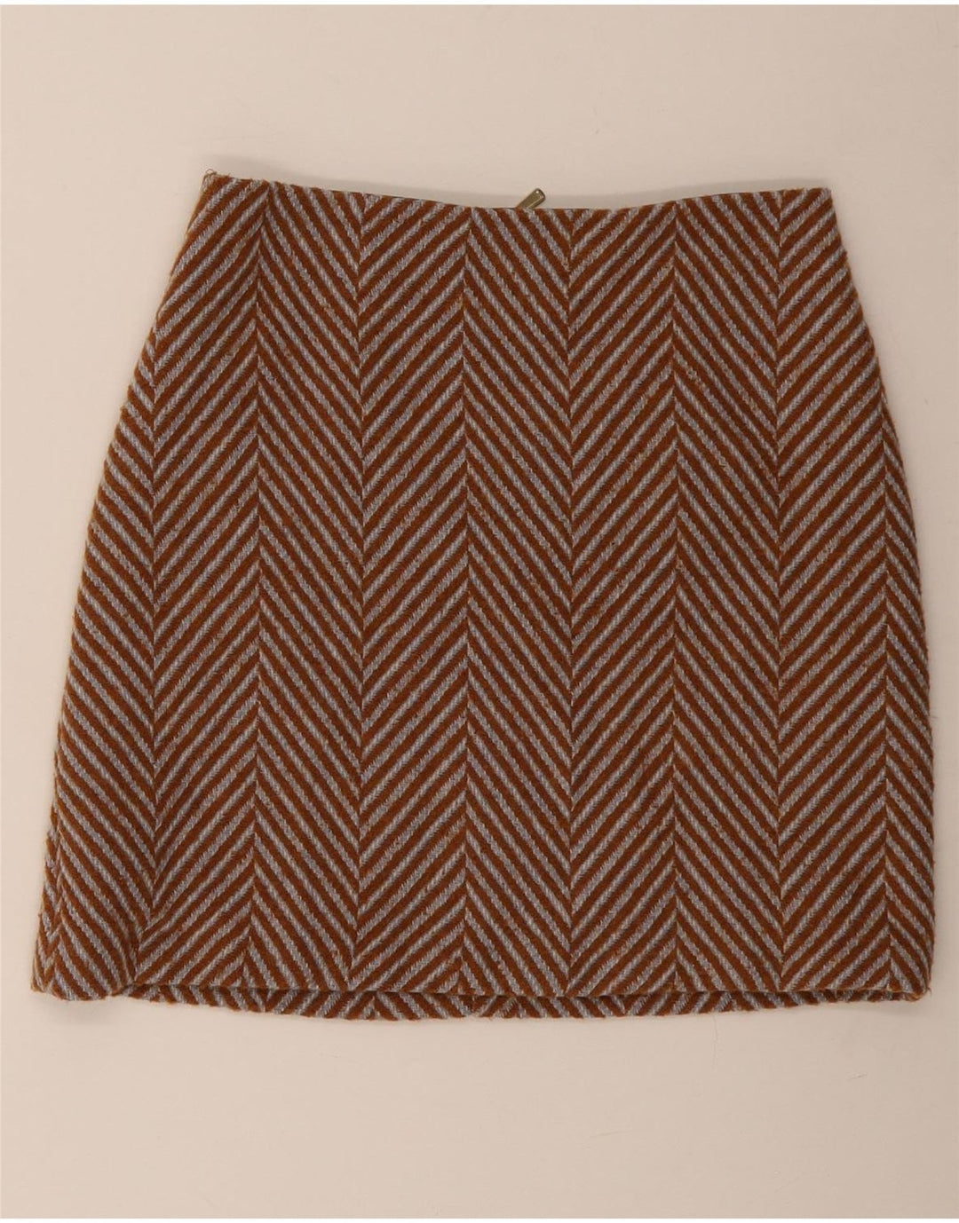Minigonna da donna Marks & Spencer UK 10 piccola W30 marrone a spina di pesce