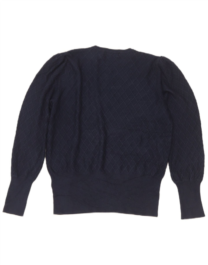 Maglione maglione girocollo da donna Marks & Spencer UK 12 medio blu navy