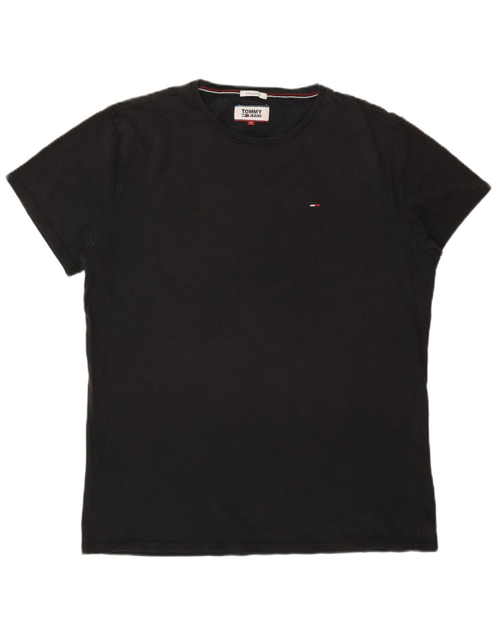 TOMMY HILFIGER T-shirt da uomo vestibilità regolare Top in cotone nero medio