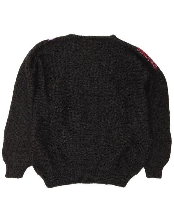 Maglione maglione girocollo con grafica da donna C&A UK 18 XL acrilico nero