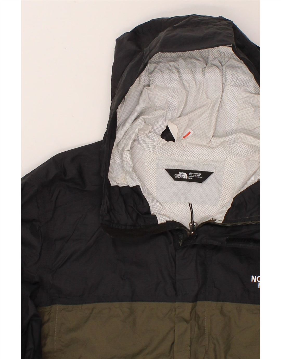 THE NORTH FACE Giacca antipioggia da uomo con cappuccio UK 38 Medium Khaki Colourblock