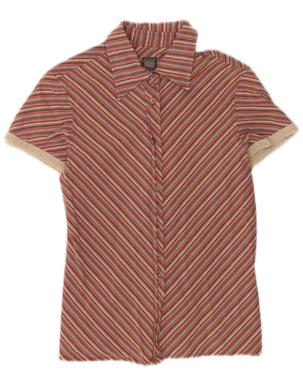 Camicia a maniche corte da donna Think Pink UK 10 piccolo cotone a righe rosse