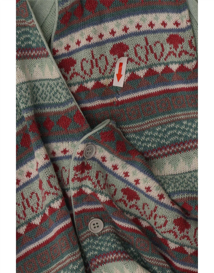 Maglione cardigan senza maniche vintage da uomo, Fair Isle, colore medio multicolore