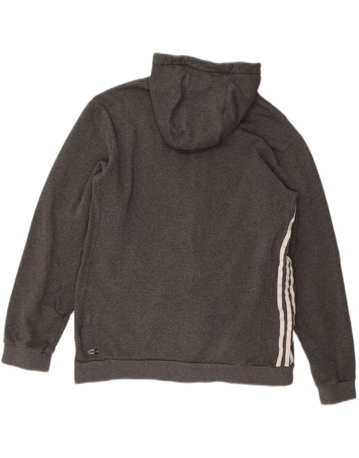 ADIDAS Mens Climalite Zip Hoodie Sweater Large Grey Cotton