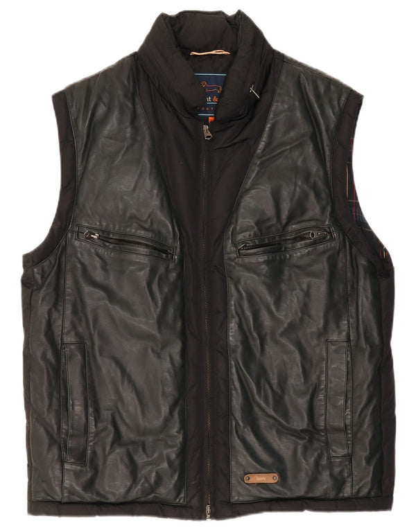 Gilet imbottito da uomo Harmont & Blaine UK 40 grande in pelle nera