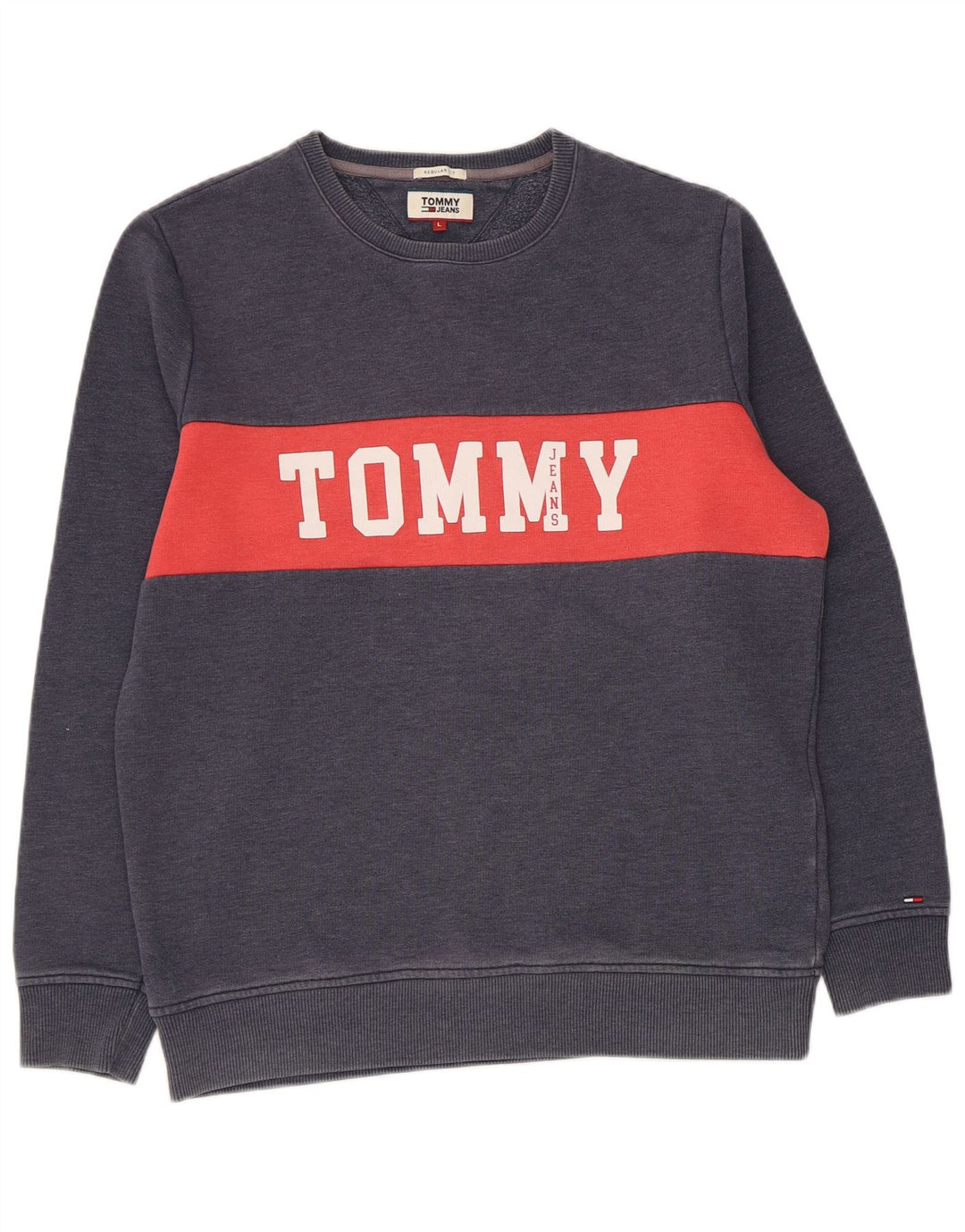 Tommy Hilfiger Uomo Felpa Maglione Grande Blu Navy Colourblock