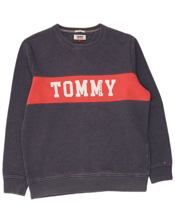 Tommy Hilfiger Uomo Felpa Maglione Grande Blu Navy Colourblock