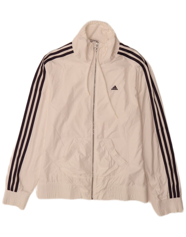 Giacca da tuta da donna Adidas UK 10 Small Poliestere bianco