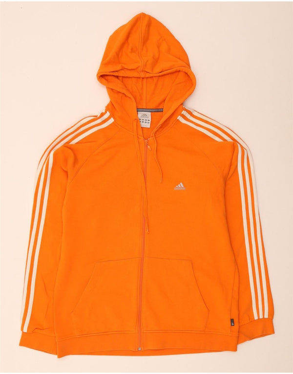 Maglione con cappuccio e zip da uomo Adidas Large in cotone arancione