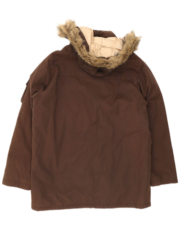 Cappotto imbottito con cappuccio da uomo Slam UK 42 XL nylon marrone
