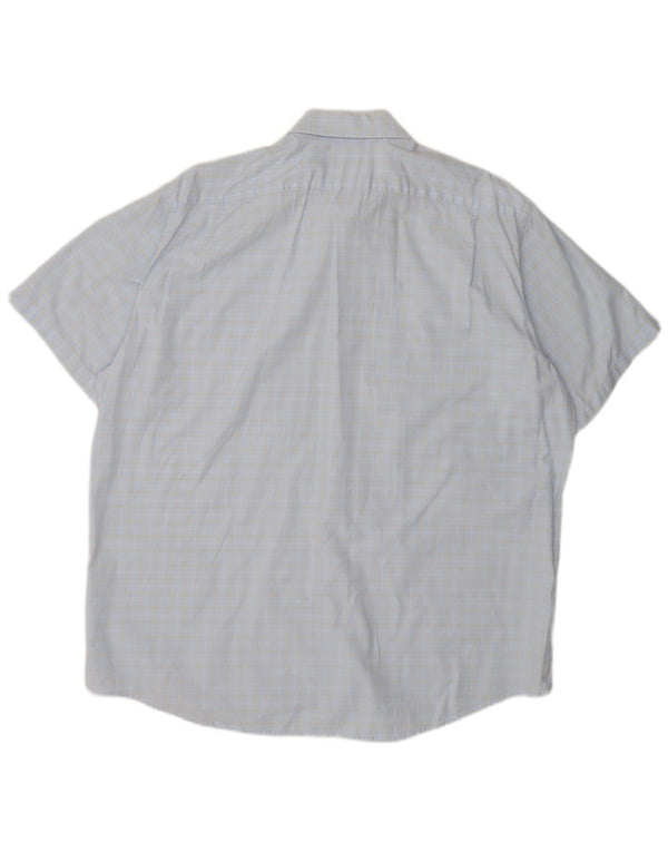 Lacoste Camicia a maniche corte da uomo taglia 43 XL Cotone scozzese blu