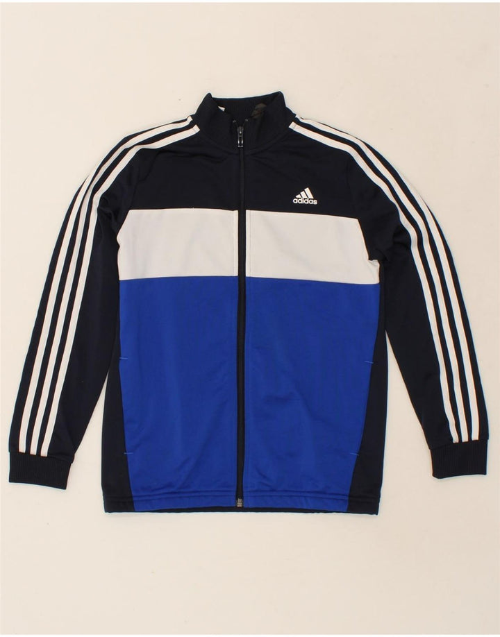 ADIDAS Boys Tracksuit Top Jacket 11-12 Years Navy Blue Colourblock Vintage Adidas and Second-Hand Adidas from Messina Hembry 