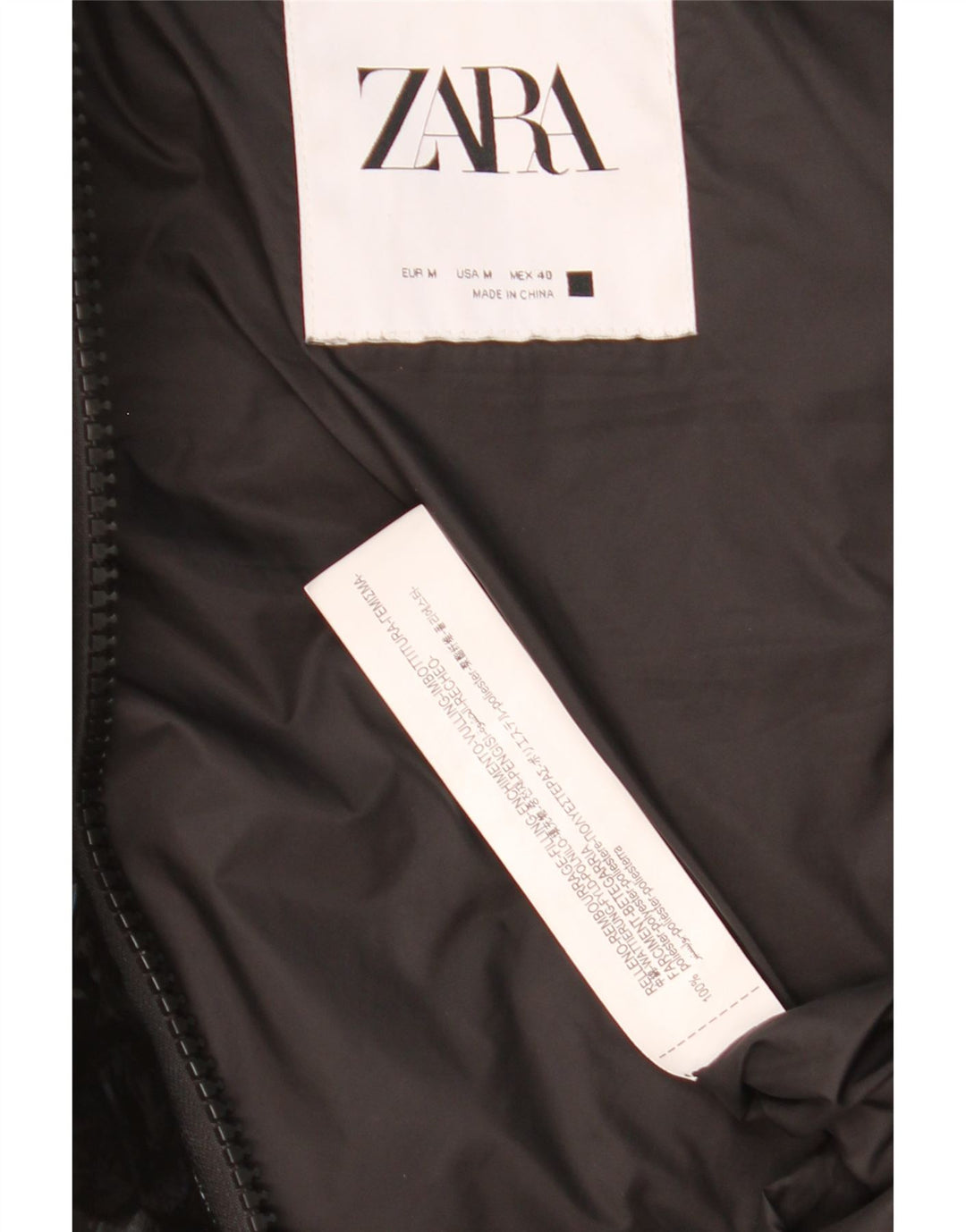 Gilet imbottito con cappuccio ZARA da uomo UK 38 medio nero poliestere