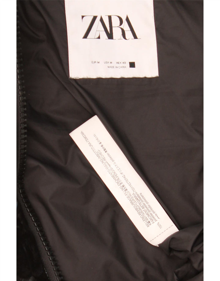 Gilet imbottito con cappuccio ZARA da uomo UK 38 medio nero poliestere