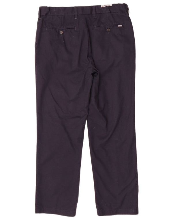 Pantaloni da abito regolari da uomo Marks & Spencer W34 L29 cotone blu navy