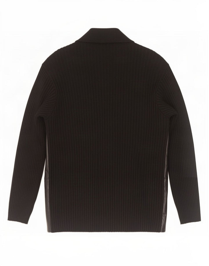 Giacca in pelle vintage da uomo UK 42 XL color block nero