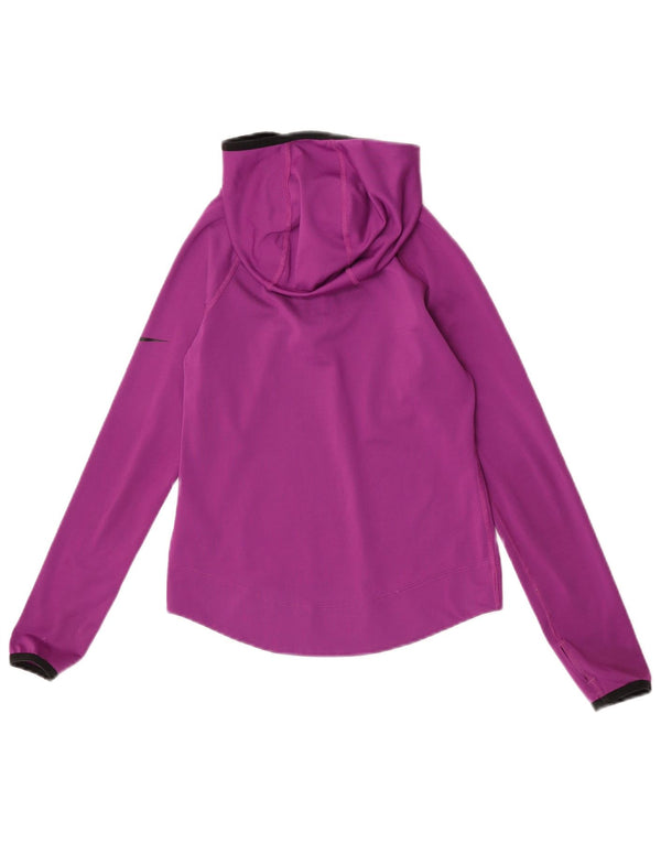 Top della tuta pullover con cappuccio Nike Dri Fit per ragazze 10-11 anni viola medio