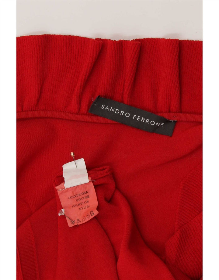 Sandro Ferrone Camicetta da donna con volant sul davanti UK 12 Medium Red Viscose