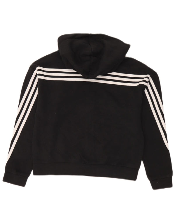 Maglione con cappuccio e zip Adidas da ragazzo 11-12 anni in cotone nero