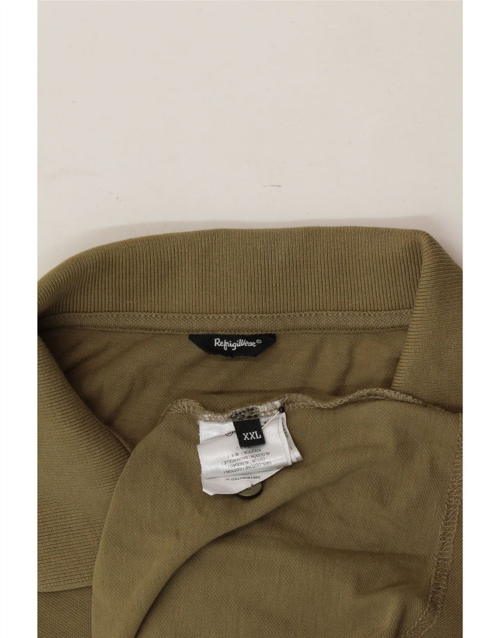REFRIGIWEAR Mens Polo Shirt 2XL Khaki Cotton Vintage Refrigiwear and Second-Hand Refrigiwear from Messina Hembry 