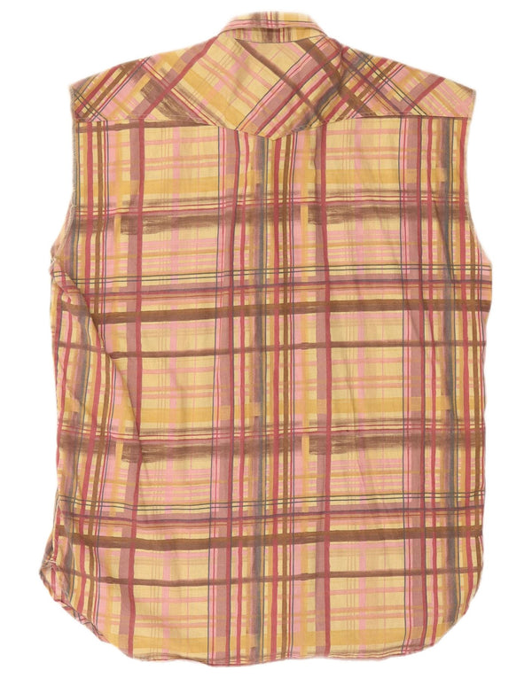 Casucci Camicia senza maniche western da uomo XL scozzese multicolore