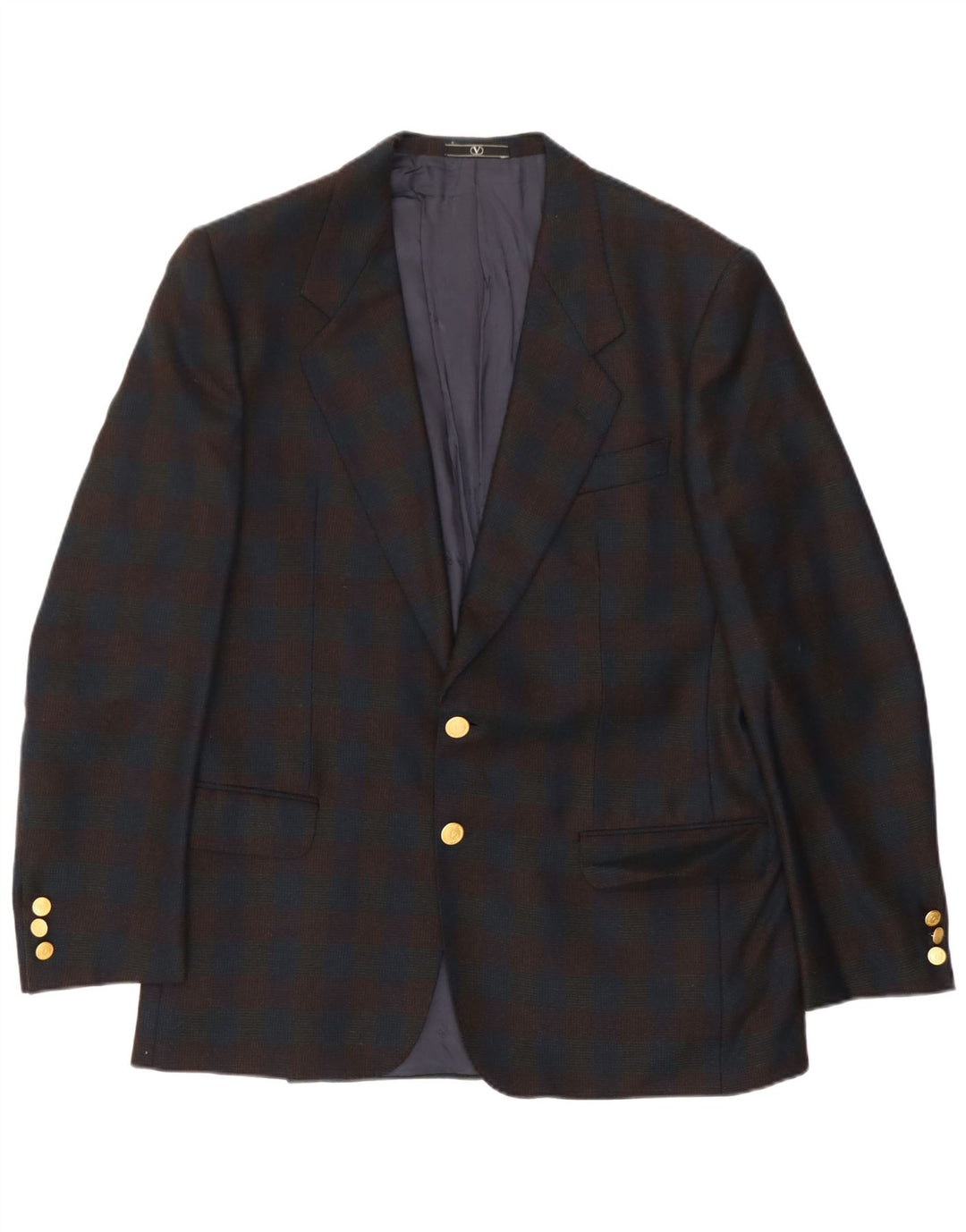Giacca blazer da uomo a 2 bottoni Valentino UK 38 medio blu navy a quadri