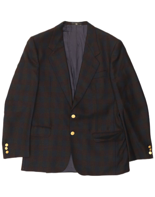 Giacca blazer da uomo a 2 bottoni Valentino UK 38 medio blu navy a quadri