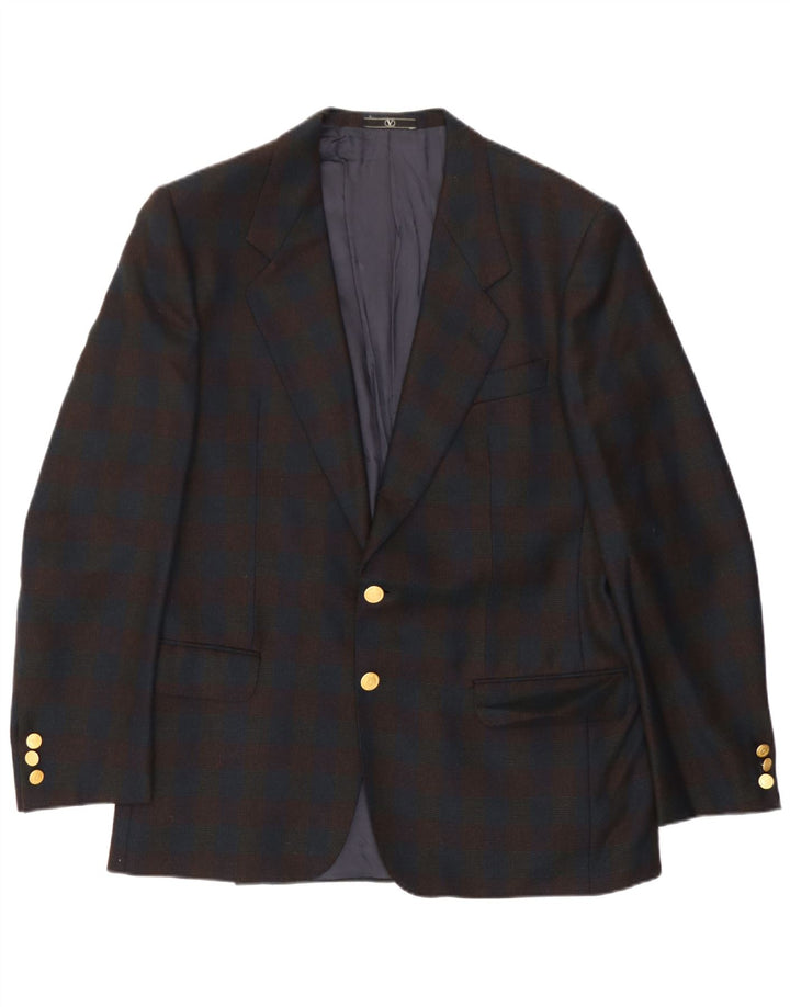 Giacca blazer da uomo a 2 bottoni Valentino UK 38 medio blu navy a quadri