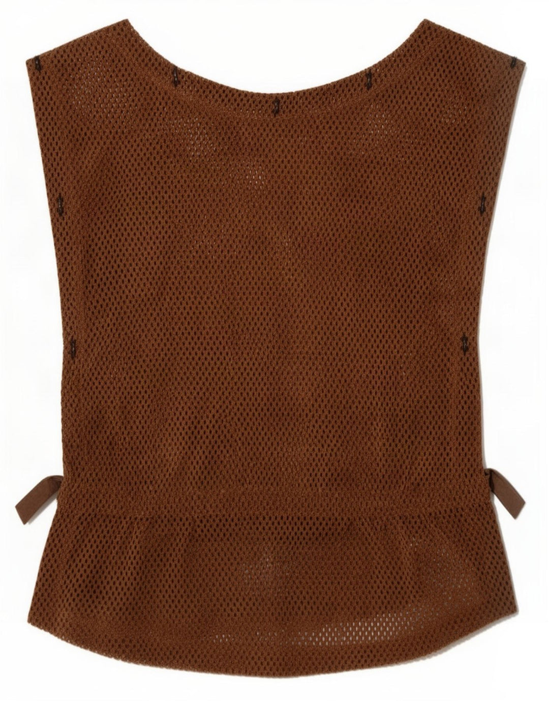Top trasparente senza maniche vintage da donna IT 36 XS Marrone
