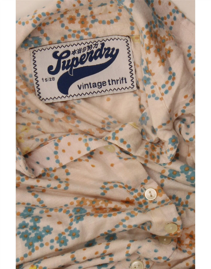 Abito a trapezio da donna SUPERDRY UK 14 Beige medio floreale