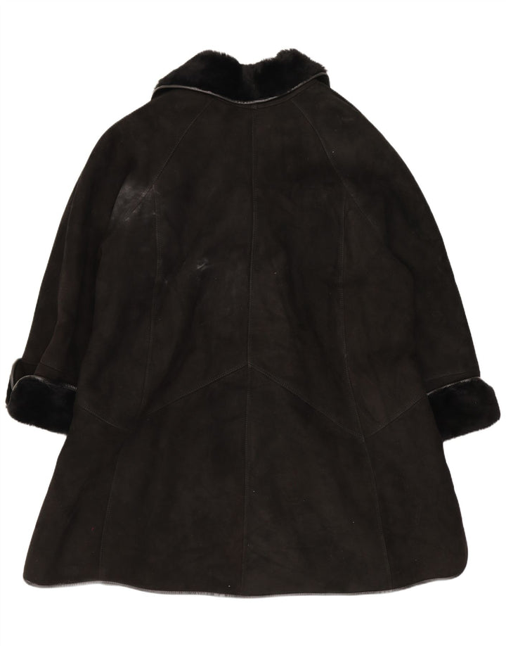 Cappotto vintage in shearling da donna UK 18 XL Nero