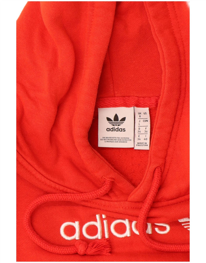 Maglione con cappuccio oversize grafico da donna ADIDAS UK 8 piccolo cotone rosso