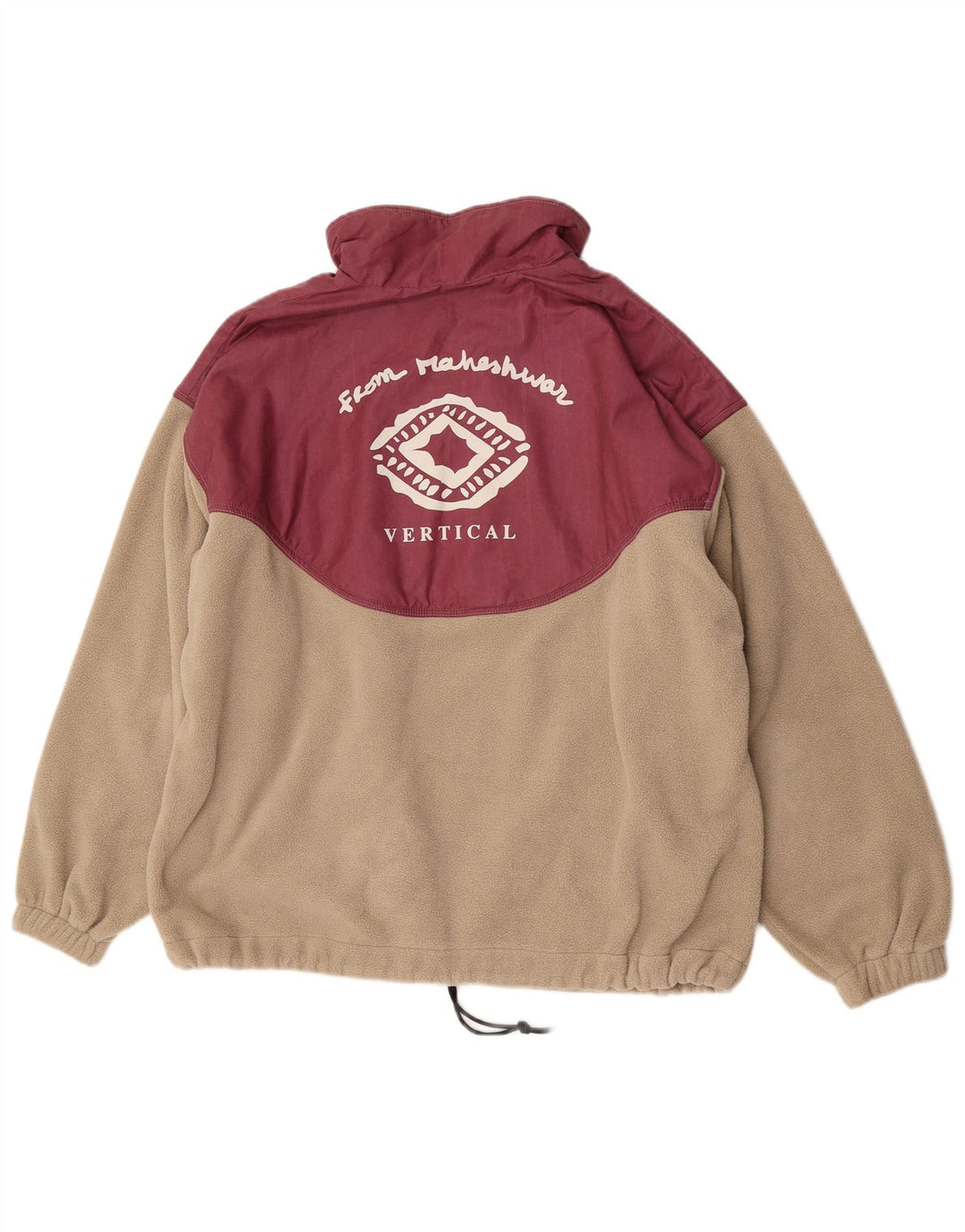 Maglione in pile grafico oversize da uomo Polartec grande beige geometrico