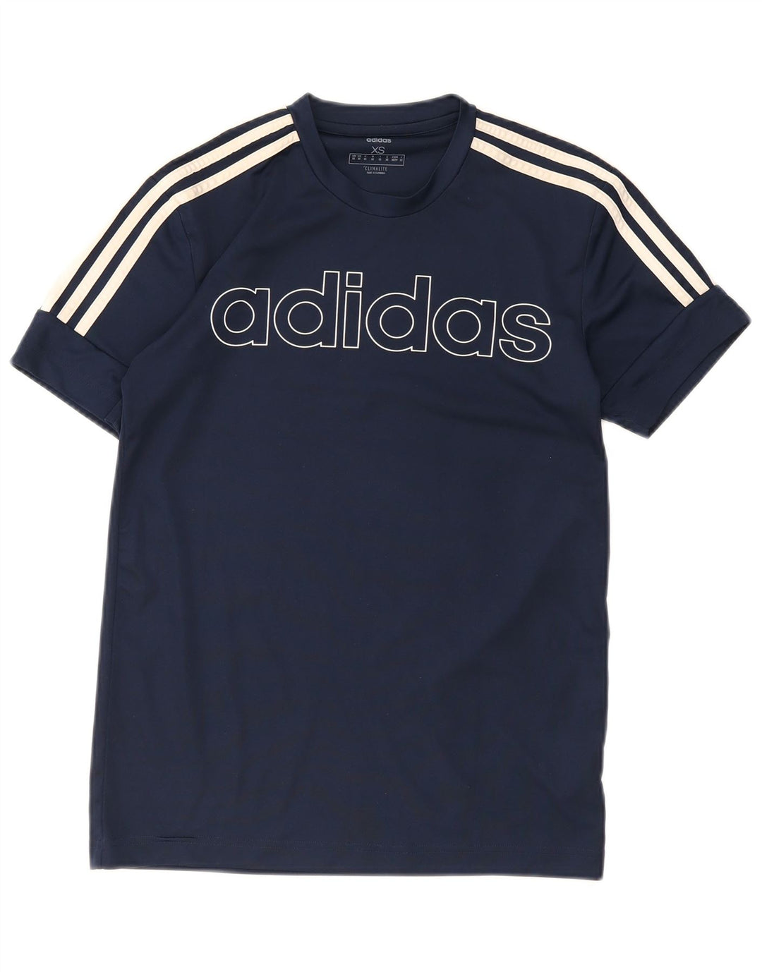 T-shirt grafica Adidas da uomo Climalite Top XS poliestere blu navy