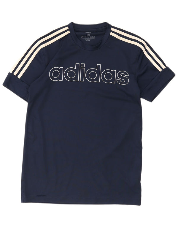 T-shirt grafica Adidas da uomo Climalite Top XS poliestere blu navy