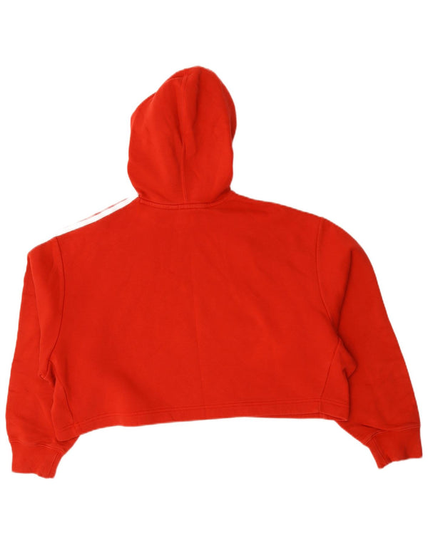 Maglione con cappuccio oversize corto da donna Adidas UK 10 piccolo cotone rosso