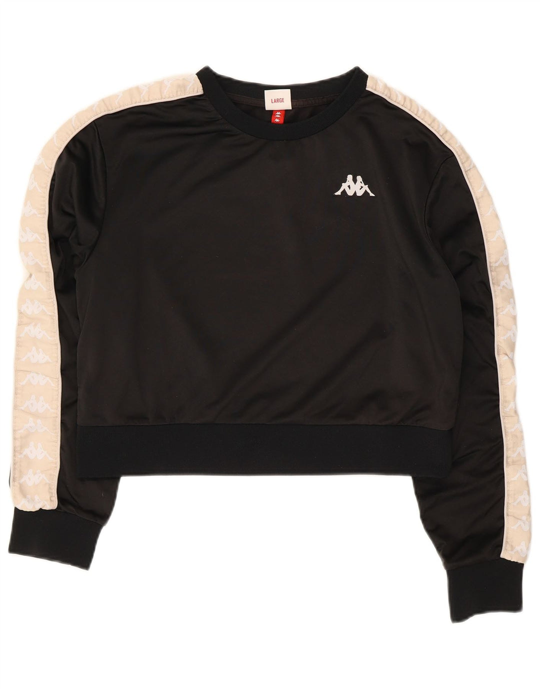 Felpa da donna con grafica corta Kappa, maglione UK 14, grande, colore nero