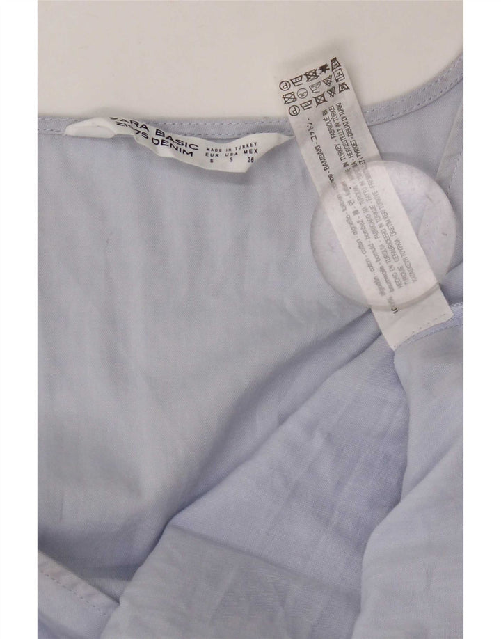 Camicetta a maniche lunghe da donna Zara UK 10 piccola in cotone blu