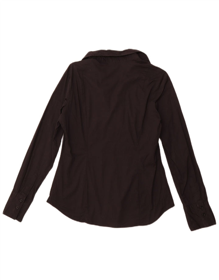 Camicia pullover da donna BENETTON UK 16 grande cotone nero