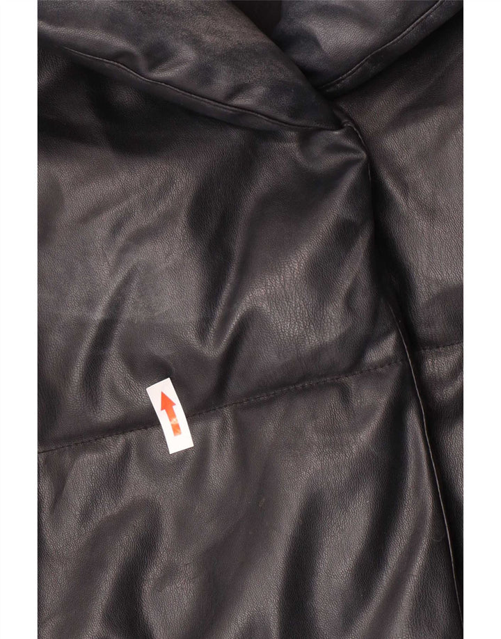 Giacca imbottita oversize in ecopelle da donna Zara UK 6 XS poliuretano nero