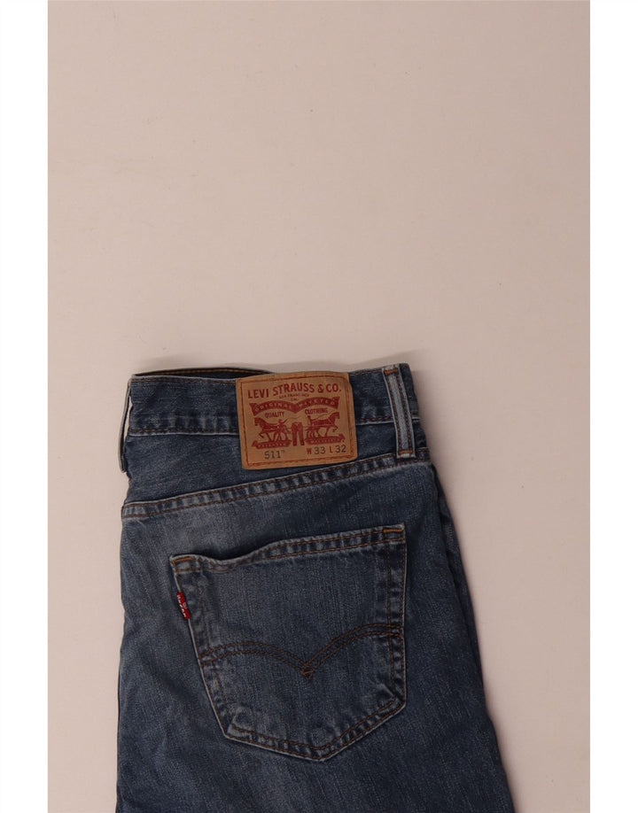 Levi's Uomo 511 Slim Jeans W33 L32 Cotone Blu