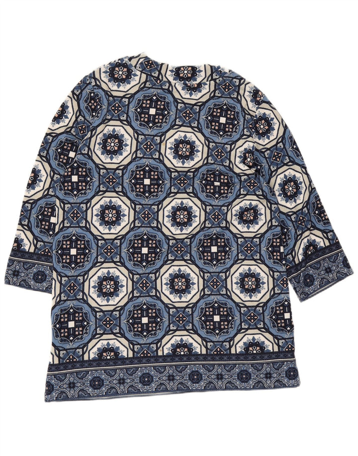 Top tunica manica 3/4 da donna Marks & Spencer UK 12 Blu medio geometrico