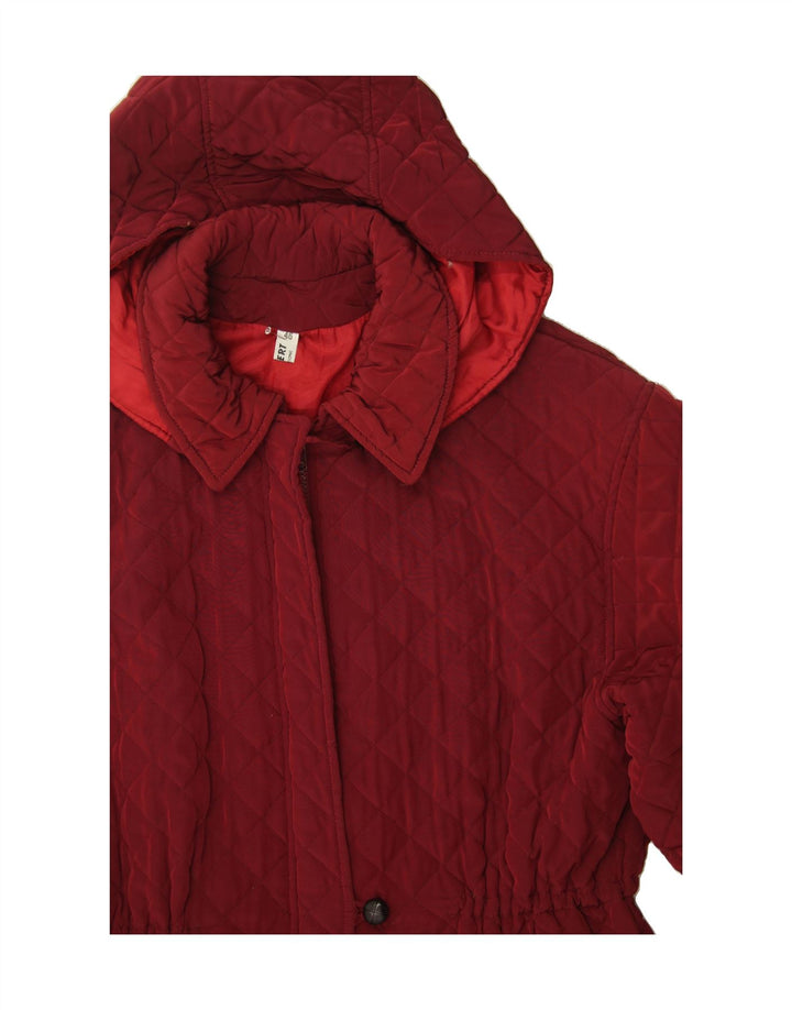VINTAGE Womens Hooded Quilted Jacket IT 46 Large Red Cotton Vintage Vintage and Second-Hand Vintage from Messina Hembry 
