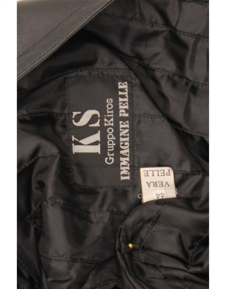 Cappotto in pelle oversize da donna Kiros IT 44 medio in pelle nera