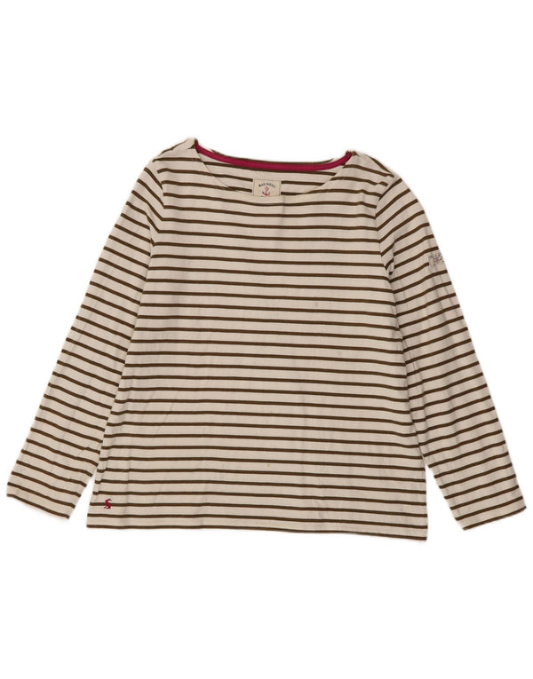 Joules Top da donna a maniche lunghe UK 16 Cotone a righe grandi bianche