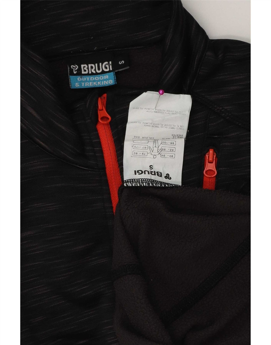 Brugi Felpa da uomo con collo con zip, maglione piccolo, poliestere chiazzato nero