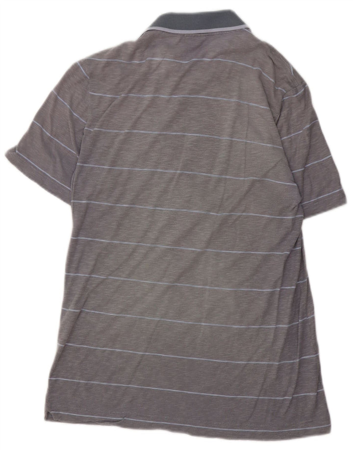 LACOSTE Mens Polo Shirt Size 3 Small Grey Striped Cotton