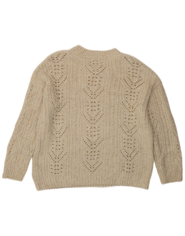 Maglione maglione girocollo da donna Massimo Dutti UK 16 grande bianco sporco